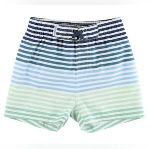 RuggedButts Blue Green Stripe Swim Trunks UPF 50+ 6-12M